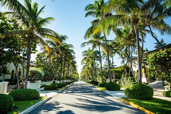 AC maintenance near me A view down Everglade Avenue in Palm Beach, Florida.