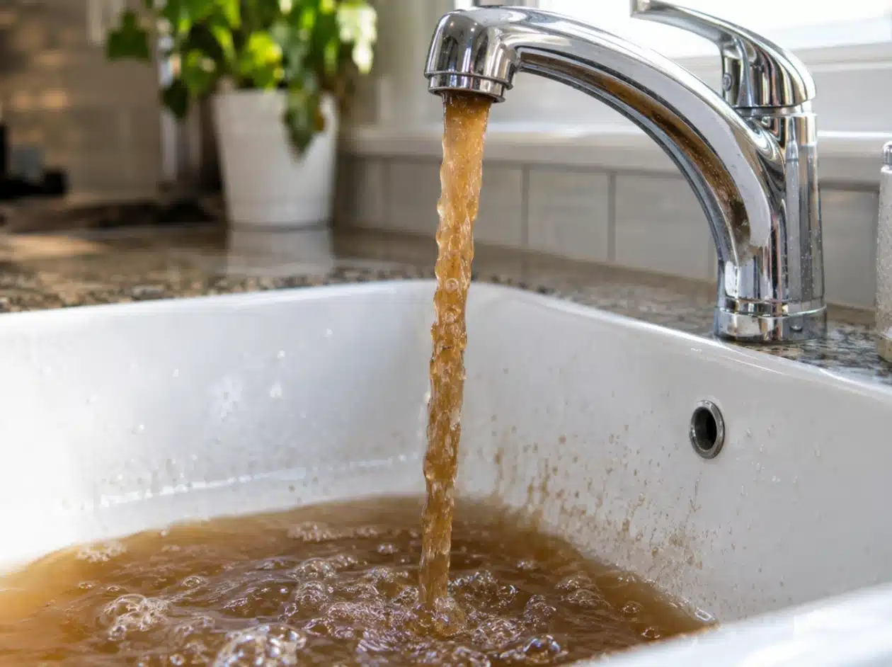 Brown water coming out of a kitchen sink in a Florida home